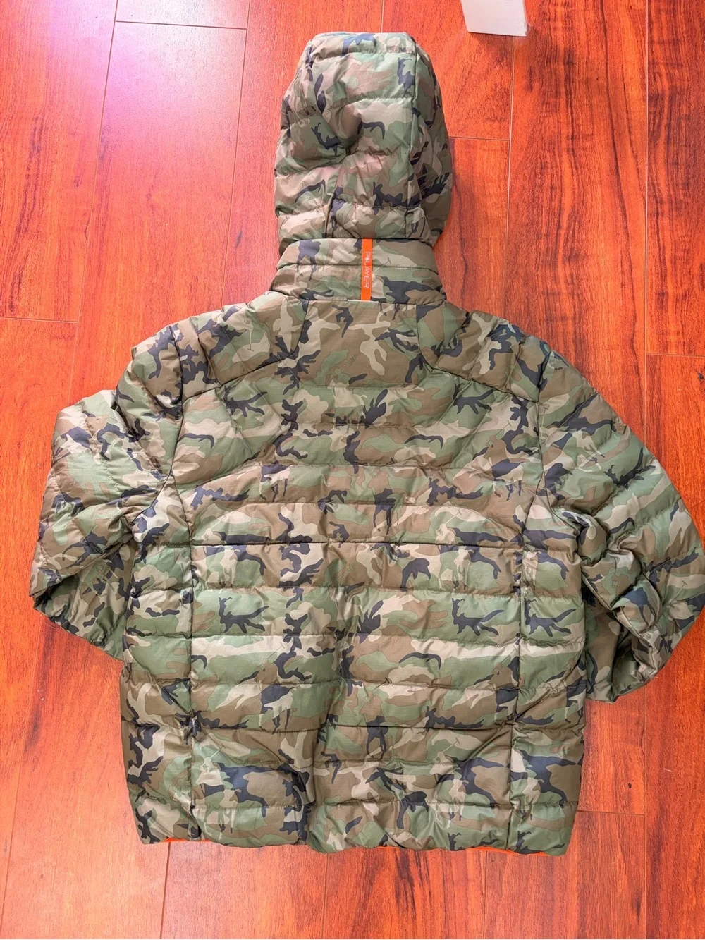 Ralph Lauren Boys Camo Puffer Jacket with Orange Trim